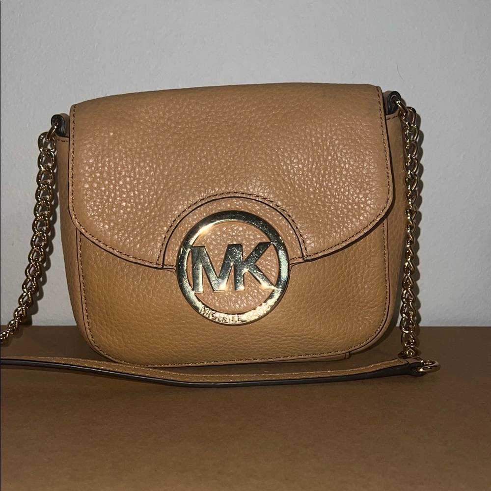 Michael Kors Tan Crossbody Bag with Gold Chain